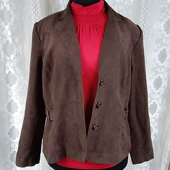 STUDIO I WOMEN'S JACKET BLAZER BROWN SIZE 14 - Picture 3 of 12